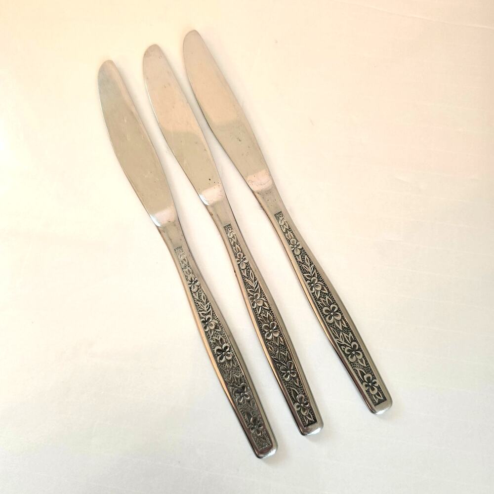 Rogers Stainless Butter/Dinner Knives La Spana Set Of 3 Mid Century Modern